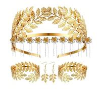 Shuade Set di accessori per costume da dea greca con fascia a spirale, braccialetto a spirale, orecchini e collana per feste di nozze, Metallo