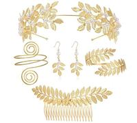 Shuade Set di accessori per costume da dea greca con fascia a spirale, braccialetto a spirale, orecchini e collana per feste di nozze, Metallo