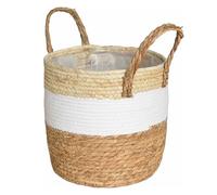 Shuade Vaso da fiori in vaso intrecciato a mano, contenitore per piante in paglia intrecciata, per balconi, decorazioni da giardino, vaso di fiori fatto a mano