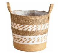 Shuade Vaso da fiori in vaso intrecciato a mano, contenitore per piante in paglia intrecciata, per balconi, decorazioni da giardino, vaso di fiori fatto a mano