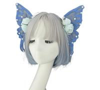 Shuade Velo a farfalla accessorio per capelli con perle barocche gotiche gioco di ruolo accessorio per la testa per feste in costume gotico fate con ala viola