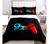 SHUAIG Copripiumino da gioco Set di biancheria da letto per gamepad Set di biancheria da letto Copriletto e copricuscino in microfibra con stampa lenzuola.(Retro-Gamepad, 135x200cm)