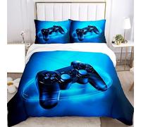 SHUAIG Copripiumino da gioco Set di biancheria da letto per gamepad Set di biancheria da letto Copriletto e copricuscino in microfibra con stampa lenzuola.(Blu, 135x200cm)