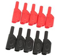 SHUAIGUO 10pcs 4mm Black Safety ISCOLABE ISCOLABILE Connettori a Spina Banana Impilabile, Ottone di Lavorazione Fine e Rame Placcato in Oro, Massima Sicurezza per Test e Saldatura Elettrica con Filo