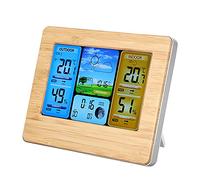 SHUAIGUO Orologio Termometro a Stazione Meteorologica Wireless Digitale LCD, Uso Interno/esterno, Sensore Montato a Parete, Display Multilingue, Fase Lunare, per Casa/ufficio (#1)