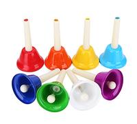 SHUAIGUO Set di Campane a Mano in Metallo Colorato a 8 Note-su Vasta Scala , Gioco Guidato, Design Robusto, Giocattolo per Strumenti Musicali Versatili per Bambini e Aule