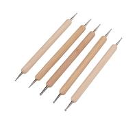 SHUAIGUO Set di Stilo di Punteggio a Doppia End -End, Strumenti Incisione in Legno e Acciaio Composito da 5 Pezzi per Scultura in Ceramica e Pittura Artigianale