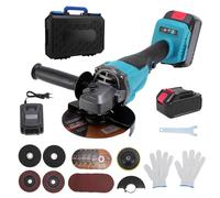 SHUAIGUO Smerigliatrice Angolare a Batteria a velocità Variabile 21V, Smerigliatrice Elettrica Multifunzionale con Kit Mola Taglio per Ristrutturazioni (Spina UE 250 V)