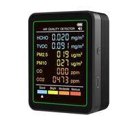 SHUAIGUO Tester di Inquinamento Atmosferico 6 in 1 con Display a Colori per Home Office di Hotel, Rilevatore CO2 HCHO TVOC CO, Monitor Portatile Compatto per Interni PM2.5 (#2)