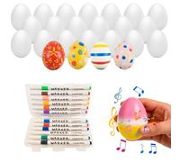 SHUANGBAODALAO Uova di Pasqua in plastica, 24/12 pezzi con 12 matite colorate, sonaglio uova, strumento musicale per bambini, set fai da te per dipingere, decorazione pasquale e regalo (24, 1)