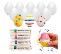 SHUANGBAODALAO Uova di Pasqua in plastica, 24/12 pezzi con 12 matite colorate, sonaglio uova, strumento musicale per bambini, set fai da te per dipingere, decorazione pasquale e regalo (12, 1)
