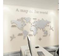 Shuanghao Adesivo Stickers Poster Murali Wall Decorazioni 3D Mirror Art Frasi Scritte Specchio Cartina Per Bambini,Soggiorno,TV Par,Ufficio Mappa del Mondo Adesivi Stickerdecal Murale Grigio 80*40cm