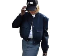Shuanghao Giacca Corta da Donna College Felpa Baseball in Stile Retrò Classics Autunno-Inverno Casual Moda Unique Giacca a Vento Leggera Giubbotto Bomber da Donna con Polsini a Coste