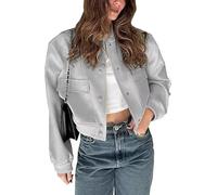 Shuanghao Giacca Corta da Donna College Felpa Baseball in Stile Retrò Classics Autunno-Inverno Casual Moda Unique Giacca a Vento Leggera Giubbotto Bomber da Donna con Polsini a Coste
