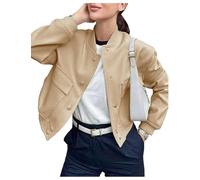 Shuanghao Giacca Corta da Donna College Felpa Baseball in Stile Retrò Classics Autunno-Inverno Casual Moda Unique Giacca a Vento Leggera Giubbotto Bomber da Donna con Polsini a Coste
