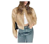 Shuanghao Giacca Corta da Donna College Felpa Baseball in Stile Retrò Classics Autunno-Inverno Casual Moda Unique Giacca a Vento Leggera Giubbotto Bomber da Donna con Polsini a Coste