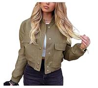 Shuanghao Giacca Corta da Donna College Felpa Baseball in Stile Retrò Classics Autunno-Inverno Casual Moda Unique Giacca a Vento Leggera Giubbotto Bomber da Donna con Polsini a Coste