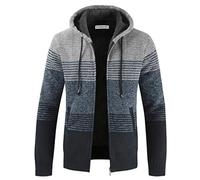Shuanghao Uomo Giacca Cardigan Magliaone di Felpato Cardigan Casual Maglioni con Zip e Cappuccio Abbigliamento Autunno Invernale Calda Morbida Elegante Outwear Tops per Uomo Grigio S
