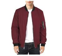 Shuanghao Uomo Primavera Autunno Classica Leggero Casual Jacket Cappotto Cotone Softshell Sottile Sportiva Baseball Bomber Collare Estivo Comodo Giubbotto All'Aperto Giacca Uomo Rosso scuro M