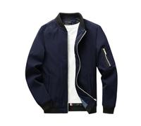 Shuanghao Uomo Primavera e Autunno Jacket Sottile Leggero Cotone Softshell Classica Casual Cappotto Sport Collo da Baseball Bomber estivo Giacca Militare Comodo Varsity Giubbotto Uomo Blu M