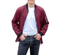 Shuanghao Uomo Primavera e Autunno Jacket Sottile Leggero Cotone Softshell Classica Casual Cappotto Sport Collo da Baseball Bomber estivo Giacca Militare Comodo Varsity Giubbotto Uomo Rosso XL