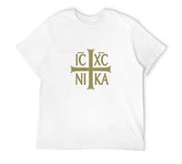 SHUANGJIEPAPER Icxc Nika Cross Christogram Orthodox T-Shirt T-Shirt White XXL