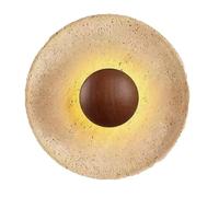 SHUANGZ Applique Parete Moderna In Travertino Giallo Con LED A Luce Calda, Lampada Parete Circolare Con Paralume In Pietra Naturale, Lampada Parete In Stile Giapponese Wabi-Sabi, Lampada Artistica