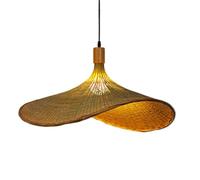 SHUANGZ Lampada A Sospensione Unica A Forma Di Cappello Di Bambù, Paralume Rustico In Vimini, Lampada Da Soffitto A Gabbia Di Rattan Giapponese, Lampade A Sospensione In Stile Vietnamita