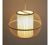 SHUANGZ Lampade A Sospensione in Legno in Stile Cinese Lampada A Sospensione A Lanterna in bambù, Paralume retrò Intrecciato A Mano Lampada A Sospensione in Vimini con Cupola in Rattan