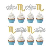 ShuanQ Decorazioni per cupcake con lo Scorpione, decorazione per cupcake con segno zodiacale per feste di compleanno con scorpione, baby shower, scritta "Big Scorpio Energy, Scorpio Queen"
