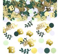 SHUBEIEUMI 100 Pezzi Coriandoli Compleanno 18 Anni, Happy Birthday Verdi e Oro Coriandoli Paillettes, Coriandoli da Tavolo per Compleanno Anniversario Decorazioni(Nummer 18)