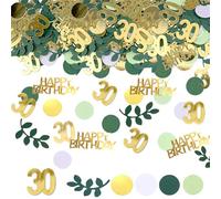 SHUBEIEUMI 100 Pezzi Coriandoli Compleanno 30 Anni, Happy Birthday Verdi e Oro Coriandoli Paillettes, Coriandoli da Tavolo per Compleanno Anniversario Decorazioni(Nummer 30)