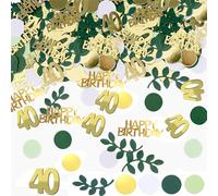 SHUBEIEUMI 100 Pezzi Coriandoli Compleanno 40 Anni, Happy Birthday Verdi e Oro Coriandoli Paillettes, Coriandoli da Tavolo per Compleanno Anniversario Decorazioni(Nummer 40)