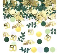 SHUBEIEUMI 100 Pezzi Coriandoli Compleanno 50 Anni, Happy Birthday Verdi e Oro Coriandoli Paillettes, Coriandoli da Tavolo per Compleanno Anniversario Decorazioni(Nummer 50)