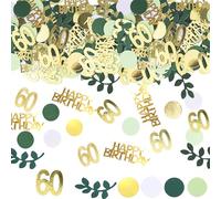 SHUBEIEUMI 100 Pezzi Coriandoli Compleanno 60 Anni, Happy Birthday Verdi e Oro Coriandoli Paillettes, Coriandoli da Tavolo per Compleanno Anniversario Decorazioni(Nummer 60)