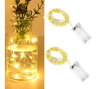 SHUBEIEUMI 2 Pezzi Catena di Luci a LED, Luce Bianca Calda, 1m, 10 LED, per Feste, Matrimoni, Decorazione Natalizia