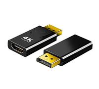 SHUBEIEUMI 2Pcs Adattatore DisplayPort a HDMI, Adattatore DP Maschio a HDMI Femmina 4K, Supporto 1080P Full HD, Adattatore Display Port hdmi per HDTV, Proiettore, Monitor(Nero)