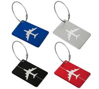 SHUBEIEUMI 4 Pezzi Etichette per Valigie Aereo, con Scheda per Informazioni Personali, Identificatori per Bagagli da Viaggio, Bagagli Tag per Borsa da Viaggio, Valigia, Zaino (4 Colori)