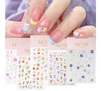 SHUBEIEUMI 5 Fogli Adesivi Unghie, 3D Nail Art Stickers, Primavera Fiori Adesivi Unghie, DIY Decorazioni Unghie Nail Art, Autoadesivi Decorazioni Unghie Autoadesivi Stickers