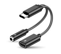 SHUBEIEUMI Adattatore per Cuffie USB C e Ricarica, 2 in 1 Adattatore Jack 3.5 Sdoppiatore Cavo Aux Type C Audio Convertitore, per Macbook, Samsung Galaxy S23 S22 S21, Huawei