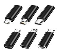 SHUBEIEUMI Adattatore USB C (6 Pezzi), Adattatore da Micro USB a USB C, Adattatore da USB C a Mini USB 2.0, Adattatore USB C a Micro USB Femmina, Compatibile con Tablet PC e Altro (Nero)