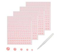 SHUBEIEUMI Adesivo con Perle, 4 Fogli 900 Pezzi Adesivi di Perle Autoadesivi, Decorazione Fai da Te Adesivi per Manicure, Bellezza, Trucco, 2/3/4/5/6 mm, con Pinzette Fai da Te-Rosa