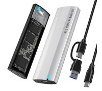 SHUBEIEUMI Case SSD M.2, USB 3.1 Gen2 10Gbps M.2 NVMe SATA SSD per 2230/2242/2260/2280 M.2 PCIe NVMe M-Key & M+B Key, Supporto UASP Trim, Compatibilità con Windows, Linux e Mac-Argento