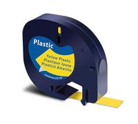 SHUBEIEUMI Nastro per Etichette Compatibile con Nastro Dymo Letra Tag 12mm x 4m, Nero su Giallo, Compatibile con Etichette Dymo Plastica Etichettatrice 91332 91202 91222