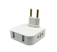 SHUBEIEUMI Presa Multipla Salvaspazio con Testina Girevole a 180°, con 4 Prese, Presa Piatta Salvaspazio, 2 Adattatore da Europeo ad Americano e 2 Prese Usb