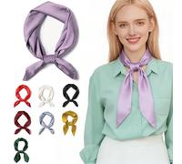 SHUBEIEUMI Sciarpe Donna, Sciarpa di Seta Quadrata, Testa Collo Decorazione Copricapo Sciarpa, Scialle Donna Elegante cerimonia, 70 x 70 cm-Viola Chiaro