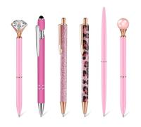 SHUBEIEUMI Set di 6 Penne a Sfera a Sfera in oro Rosa, per Donne, con Brillantini, Bella Penna a Sfera in Metallo, per Donne, Ragazze, Matrimoni, Scuola, Ufficio