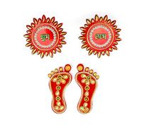 Shubh Labh Charan Diwali Lakshmi Charan Pagla Padhuka Piedi Pavimento Parete Porta Principale Adesivi per Festival, Pooja Casa Tempio Ufficio Decorazione e Regalo (Design 2)