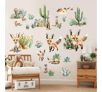 SHUCHING Adesivi Murali Animali del Deserto, Adesivi da Parete Volpe Cactus, Stickers Decorazioni per Camera da Letto Soggiorno Bambini