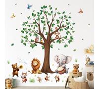 SHUCHING Adesivi Murali Animali della Giungla, Adesivi da Parete Albero, Stickers Decorazioni per Camera da Letto Soggiorno Bambini